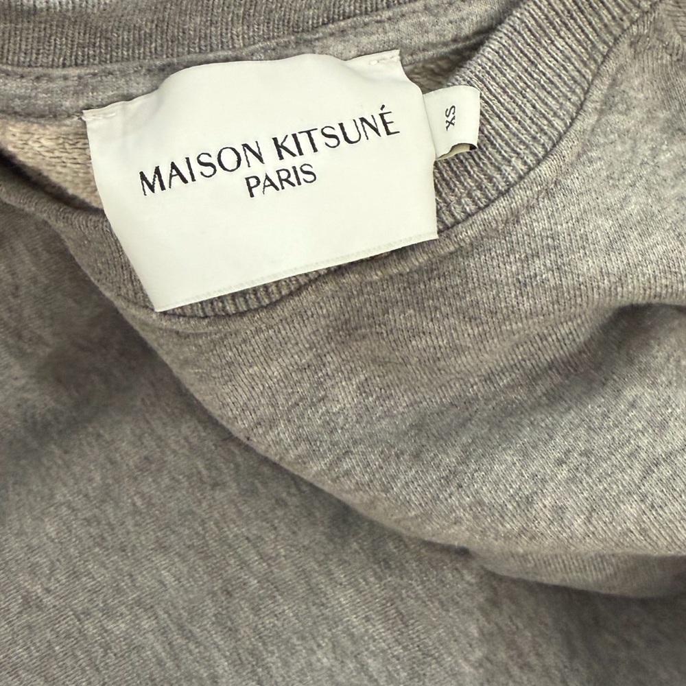 MAISON KITSUNE Gray w Fox Head Patch Cotton Long Sleeve Pullover Sweatshirt XS - Picture 6 of 6